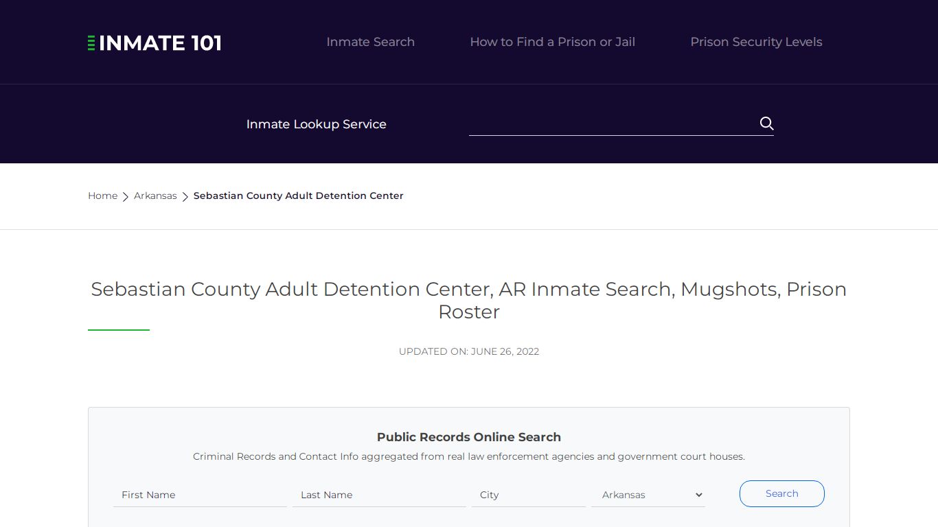 Sebastian County Adult Detention Center, AR Inmate Search ...