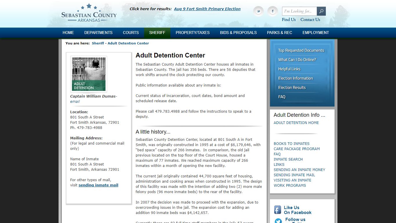 Sheriff > Adult Detention Center - Sebastian County, Arkansas